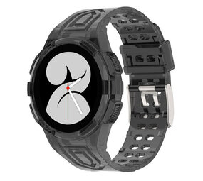 Strap-it® Samsung Galaxy Watch 4 40mm siliconen bandje met frame (transparant zwart)