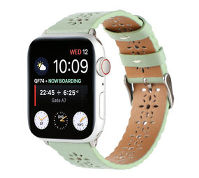 Strap-it® Apple Watch leren bandje patroon (lichtgroen) Strap-it® Apple Watch leren bandje patroon (lichtgroen)