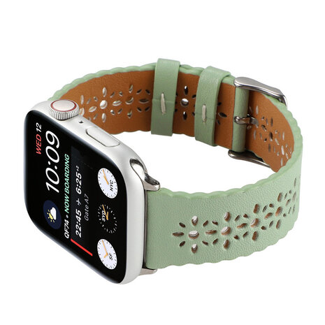 Strap-it® Strap-it Apple Watch leren bandje patroon (lichtgroen)