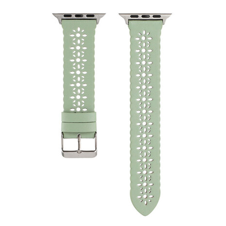 Strap-it® Strap-it Apple Watch leren bandje patroon (lichtgroen)
