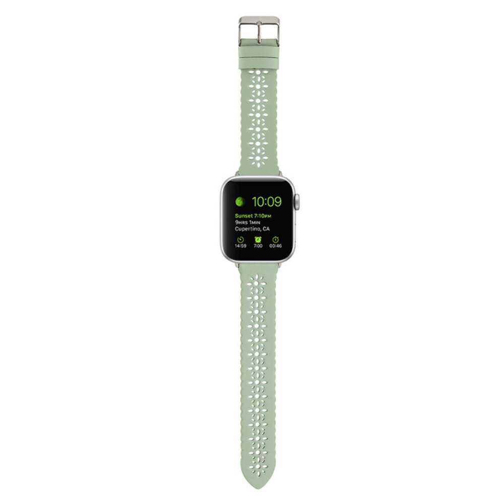 Strap-it® Strap-it Apple Watch leren bandje patroon (lichtgroen)