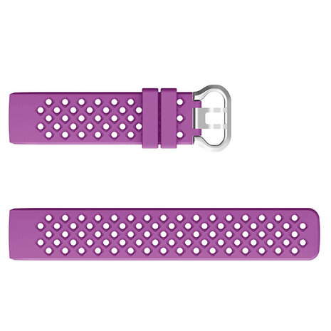 Strap-it® Strap-it Fitbit Charge 3 siliconen bandje met gaatjes (donkerpaars)