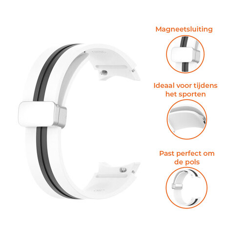 Strap-it® Strap-it Samsung Galaxy Watch 4 Classic 42mm magnetische sport band (wit/zwart)