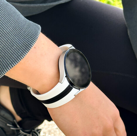 Strap-it® Strap-it Samsung Galaxy Watch 4 Classic 42mm magnetische sport band (wit/zwart)