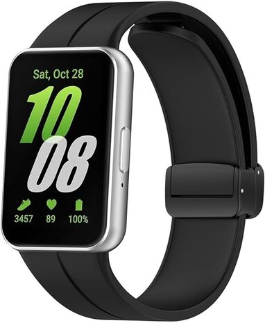 Samsung Galaxy Fit 3 D buckle siliconen bandje zwart Smartwatchbanden
