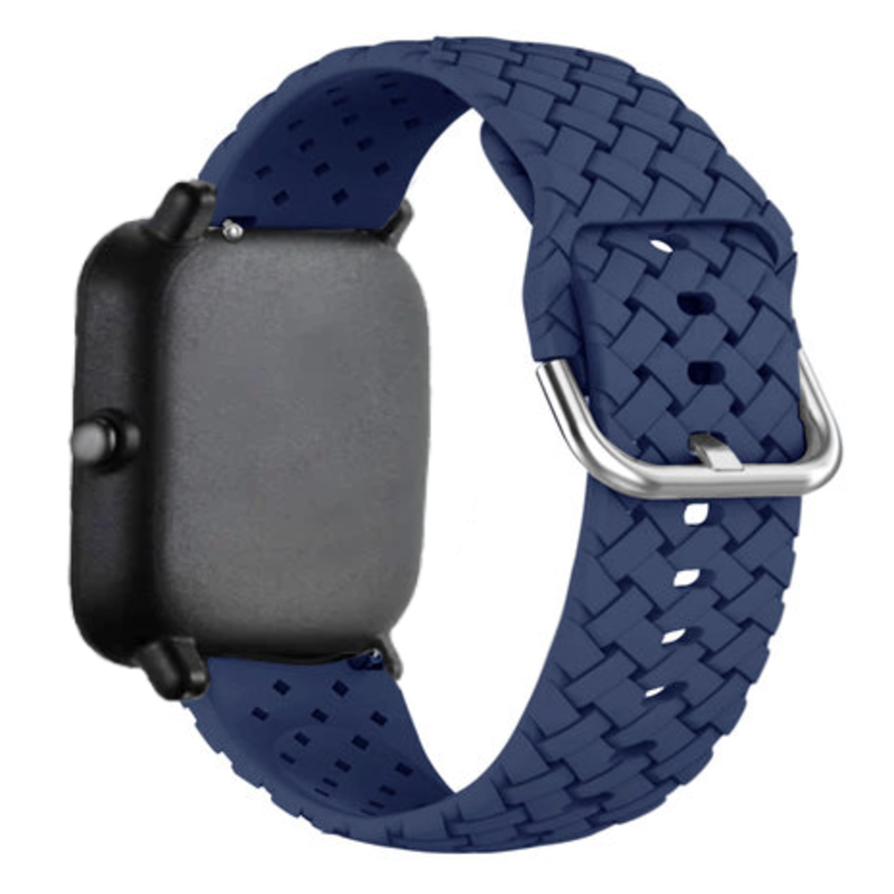 Strap-it® Strap-it Amazfit GTS 2 gevlochten siliconen bandje (donkerblauw)