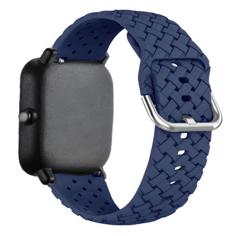 Strap-it® Strap-it Amazfit GTS 2 gevlochten siliconen bandje (donkerblauw)