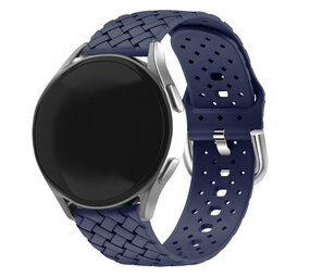 Strap-it® Samsung Galaxy Watch 6 Classic 43mm gevlochten siliconen bandje (donkerblauw)