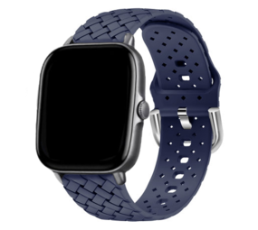 Strap-it® Amazfit GTS 3 gevlochten siliconen bandje (donkerblauw)