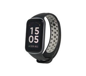 Strap-it® Xiaomi Smart Band 8 Active sport bandje (zwart/grijs)
