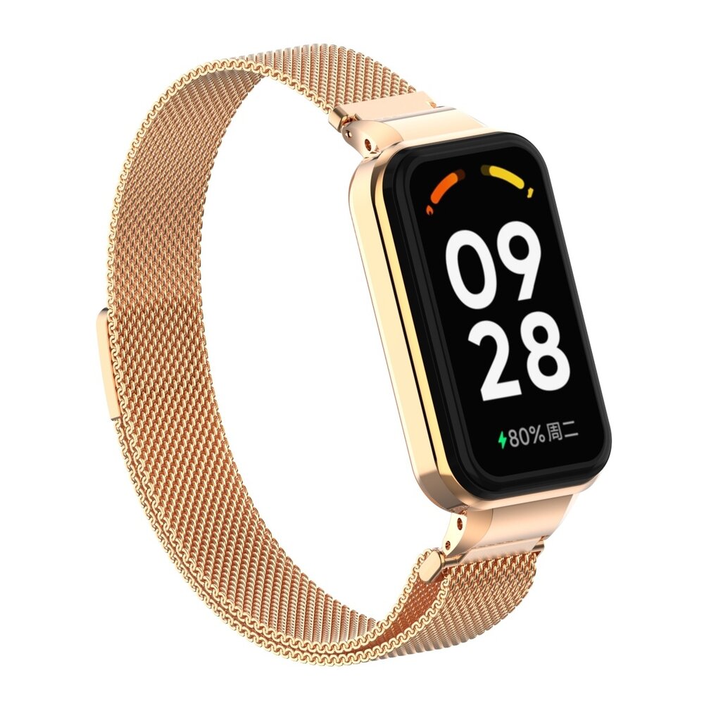 Strap-it® Strap-it Xiaomi Smart Band 8 Active Milanese band (rosé goud)
