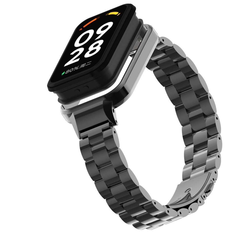 Strap-it® Strap-it Xiaomi Smart Band 8 Active stalen band (zwart)