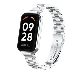 Strap-it® Xiaomi Smart Band 8 Active stalen band (zilver) Strap-it® Xiaomi Smart Band 8 Active stalen band (zilver)