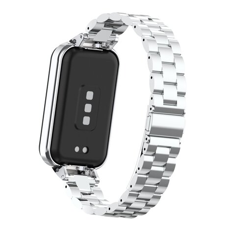 Strap-it® Strap-it Xiaomi Smart Band 8 Active stalen band (zilver) Strap-it® Strap-it Xiaomi Smart Band 8 Active stalen band (zilver)