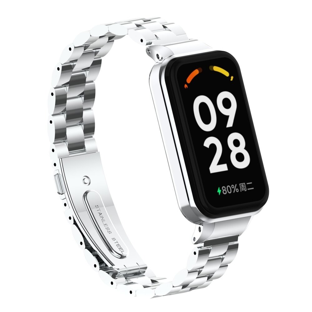 Strap-it® Strap-it Xiaomi Smart Band 8 Active stalen band (zilver) Strap-it® Strap-it Xiaomi Smart Band 8 Active stalen band (zilver)