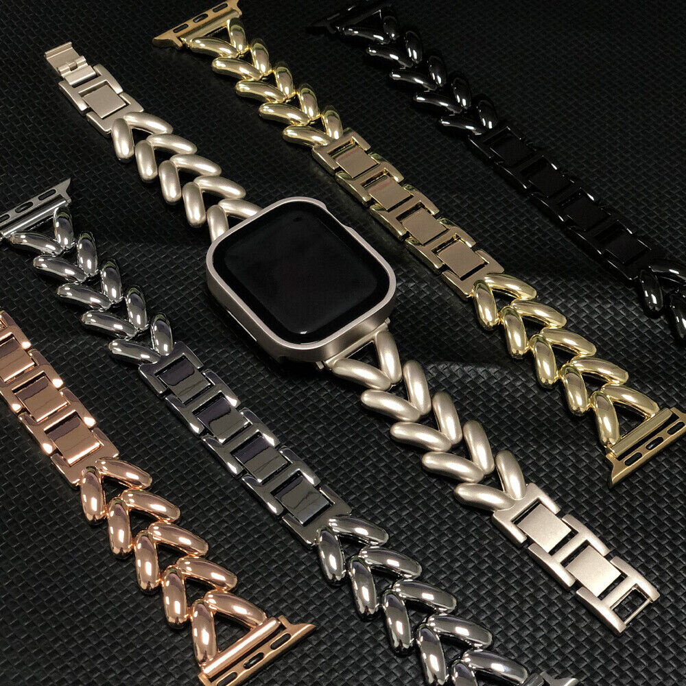 Strap-it® Strap-it Apple Watch stalen V-type bandje (zwart)