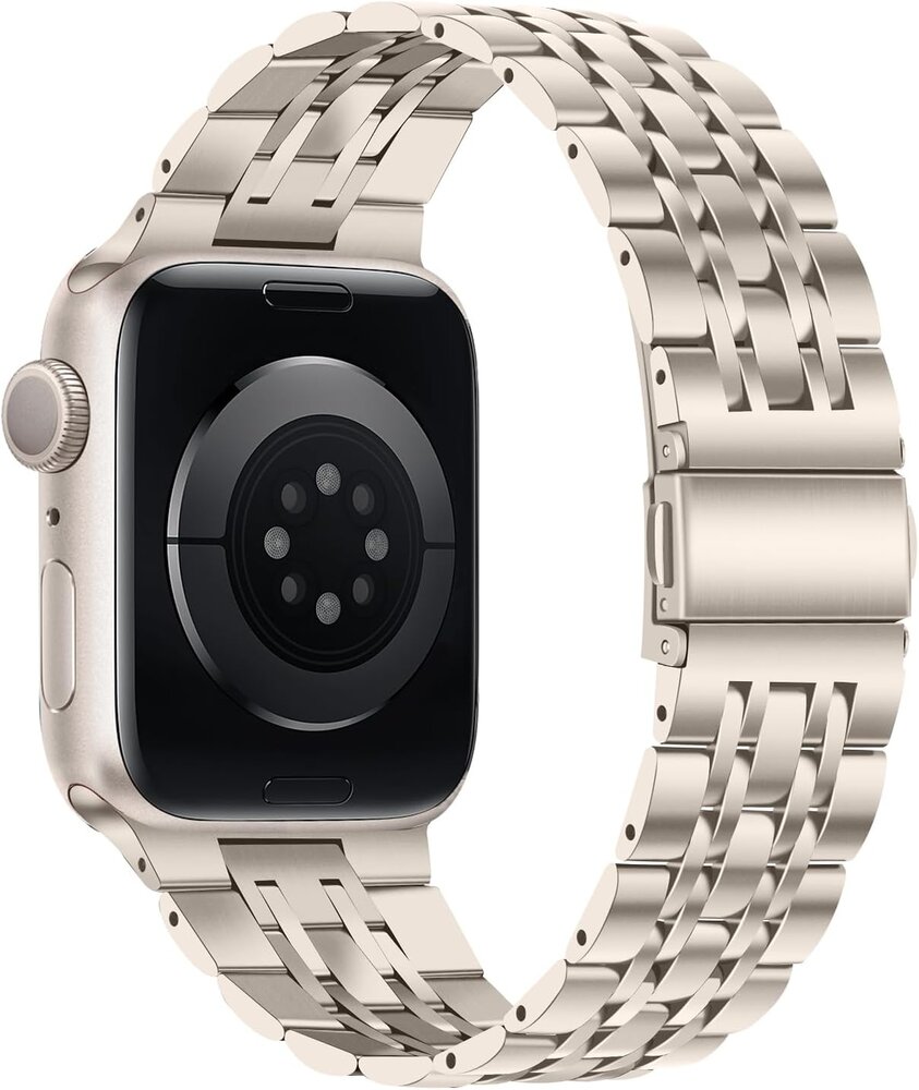 Strap-it® Strap-it Apple Watch luxe stalen schakel band (sterrenlicht)