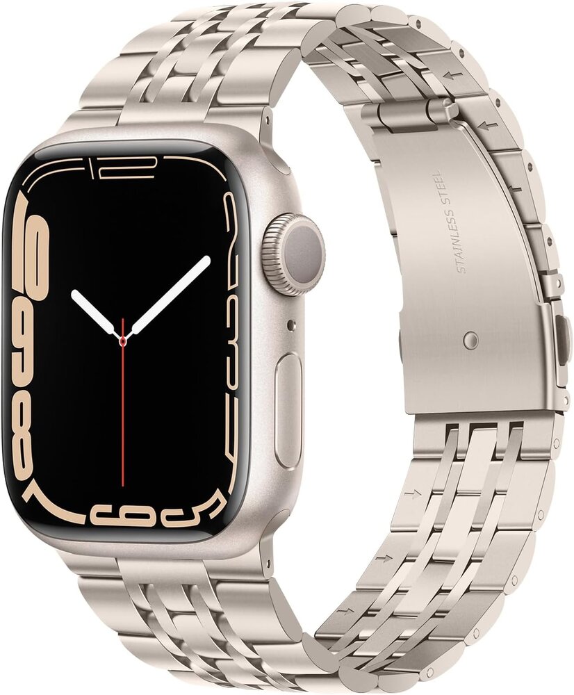 Strap-it® Strap-it Apple Watch luxe stalen schakel band (sterrenlicht)