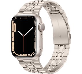 Strap-it® Apple Watch luxe stalen schakel band (sterrenlicht)
