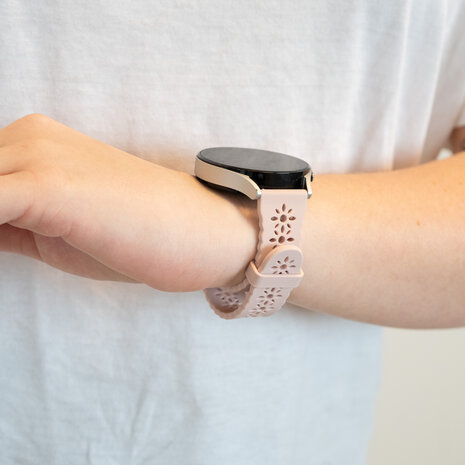 Bandz Bandz Withings ScanWatch 2 - 42mm siliconen band met bloemenpatroon (roze)