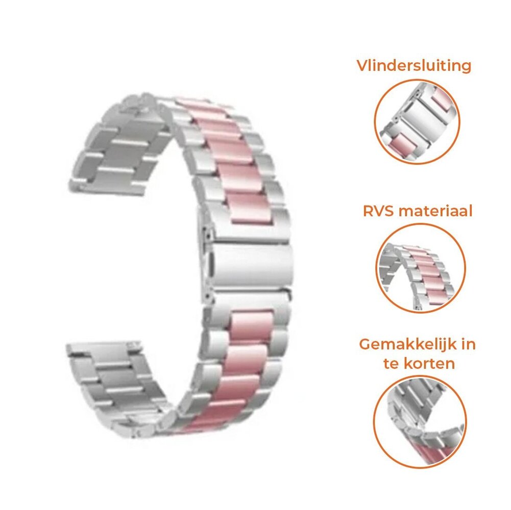 Strap-it® Strap-it Withings ScanWatch Light stalen band (zilver/roze)