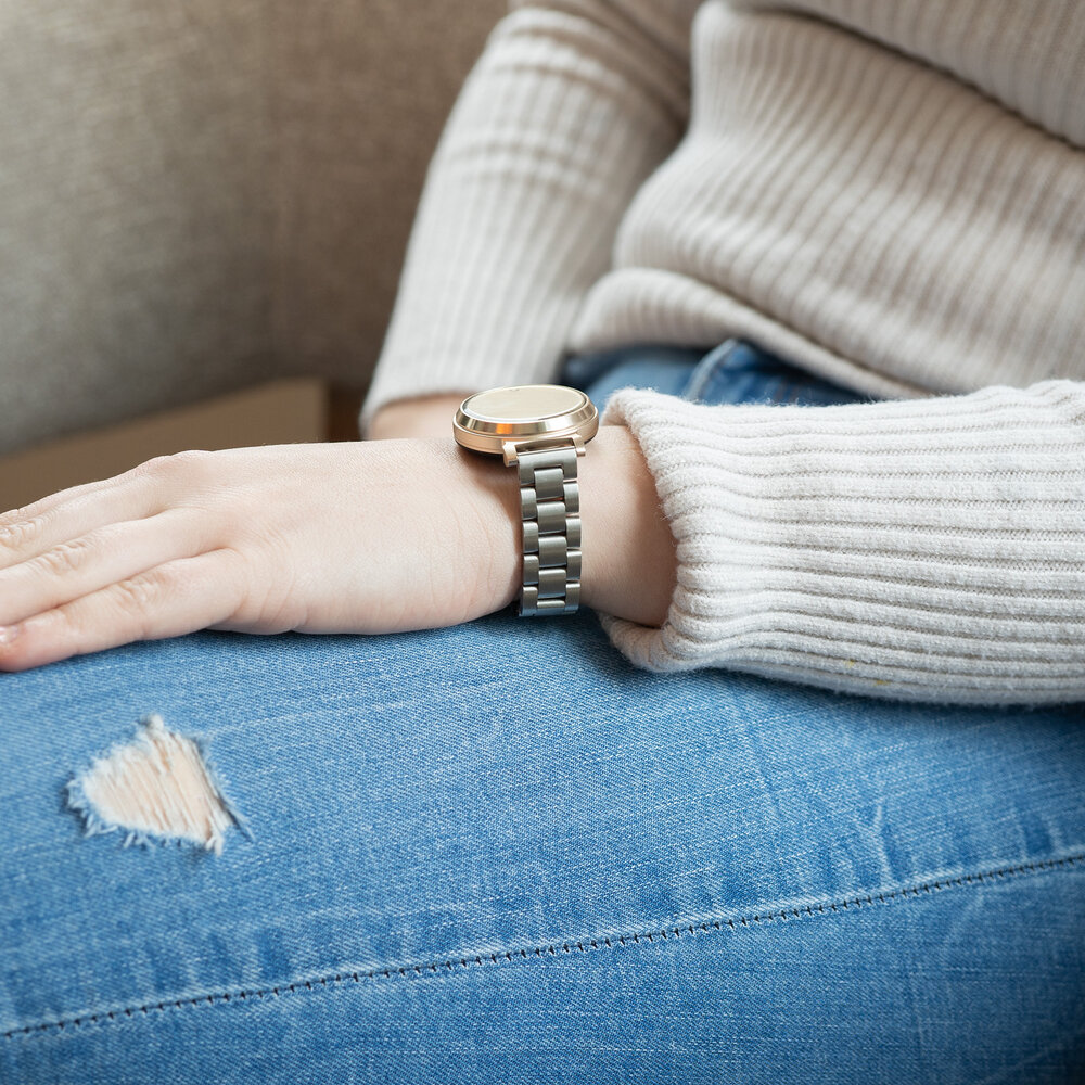 Bandz Bandz Garmin Lily 2 stalen band 'Classic' (zilver)