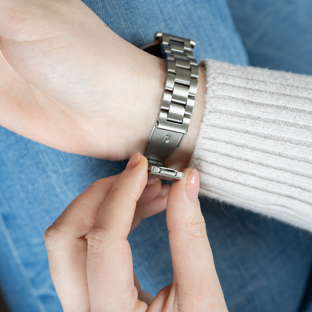 Bandz Bandz Garmin Lily 2 stalen band 'Classic' (zilver)