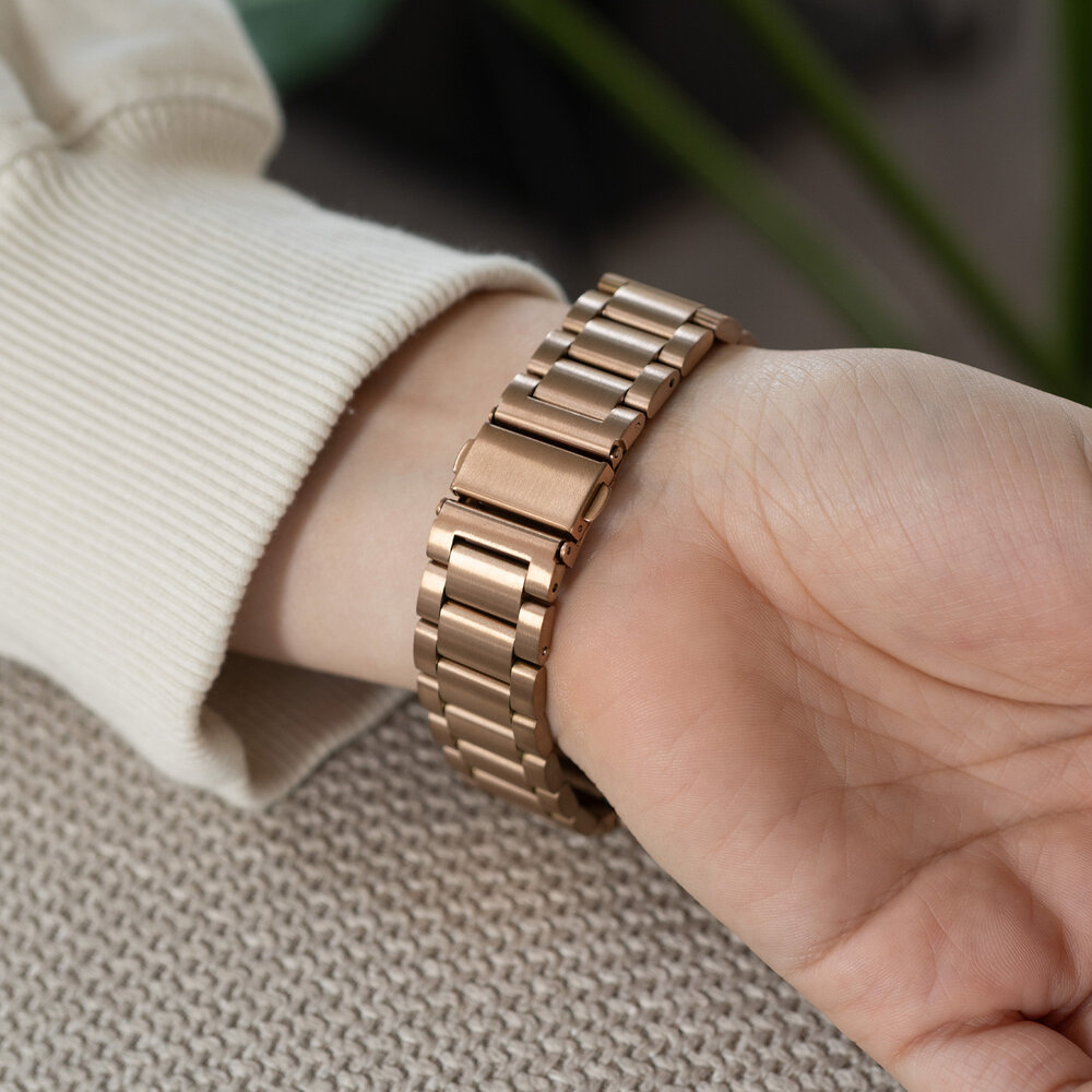 Strap-it® Strap-it Fitbit Charge 6 stalen band (rosé goud)