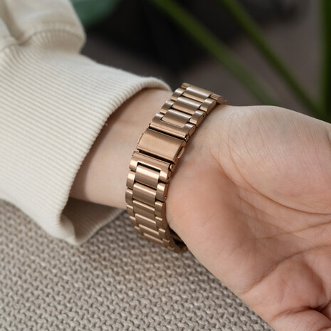 Strap-it® Strap-it Fitbit Charge 6 stalen band (rosé goud)
