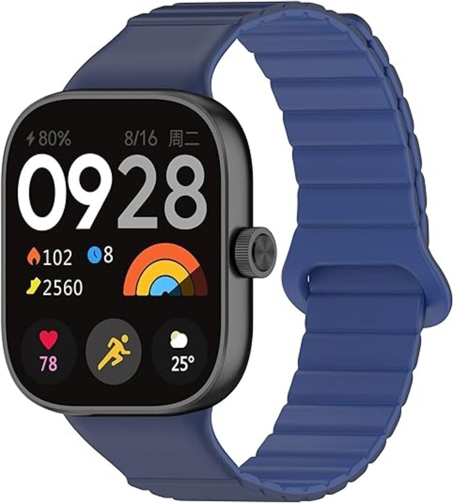 Strap-it® Strap-it Redmi Watch 4 magnetisch siliconen bandje (duo blauw)
