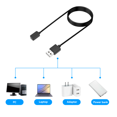 Bandz Bandz Xiaomi Smart Band 8 USB-A oplader (zwart) - 60cm