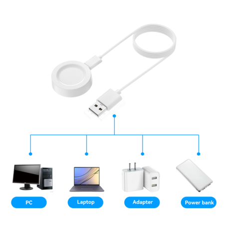 Bandz Bandz Huawei Watch GT 2 Pro / GT 3 / GT 4 / Watch 3 (Pro) USB-A oplader (wit) - 100cm