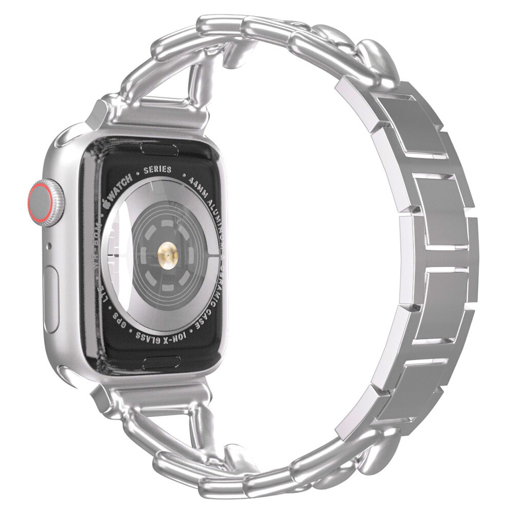 Strap-it® Strap-it Apple Watch stalen V-type bandje (zilver)