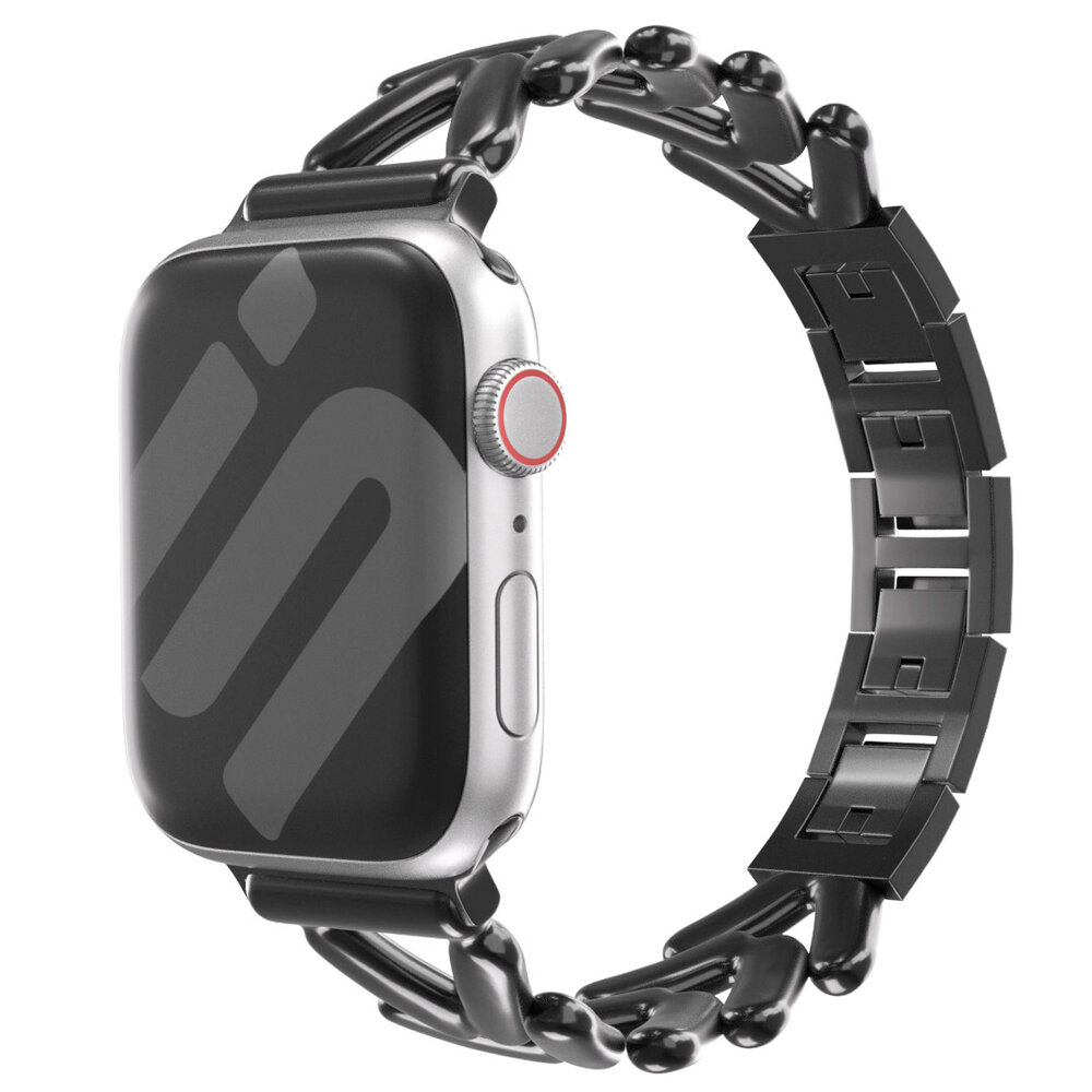 Strap-it® Strap-it Apple Watch stalen V-type bandje (zwart)