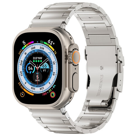 Strap-it® Strap-it Apple Watch H-Type titanium band (zilver)