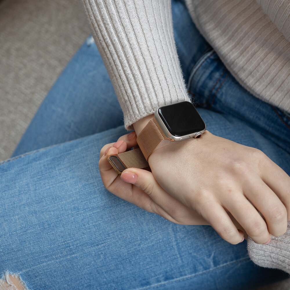 Strap-it® Strap-it Apple Watch milanese  band (rosé goud)