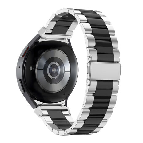 Bandz Bandz Samsung Galaxy Watch 4 44mm stalen band 'Classic' (zilver/zwart)