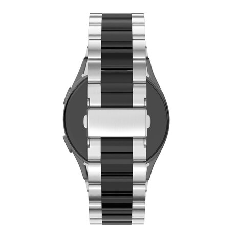 Bandz Bandz Samsung Galaxy Watch 4 44mm stalen band 'Classic' (zilver/zwart)