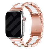 Strap-it® Apple Watch stalen band (rosé goud/wit)