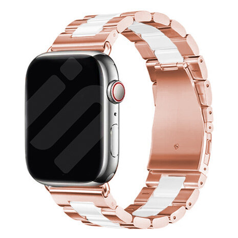 Strap-it® Strap-it Apple Watch stalen band (rosé goud/wit)