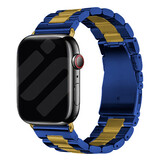 Strap-it® Apple Watch stalen band (blauw/goud)