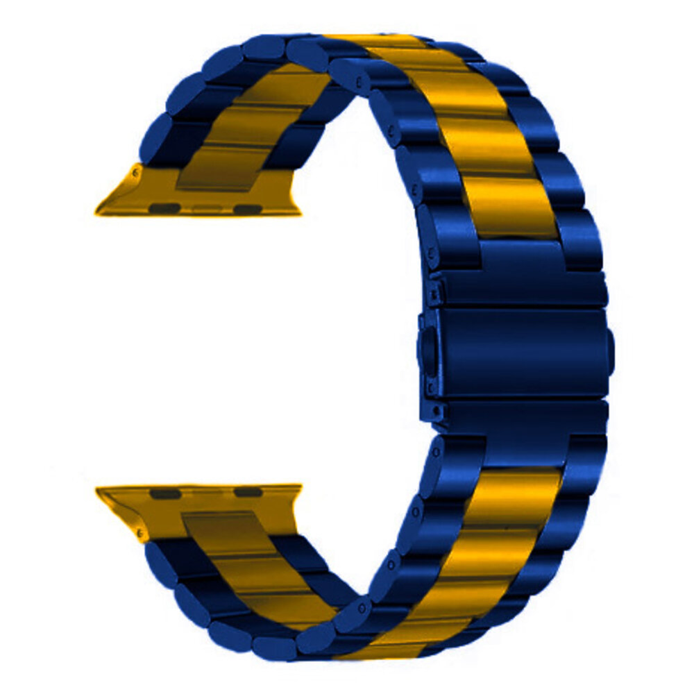 Strap-it® Strap-it Apple Watch stalen band (blauw/goud)