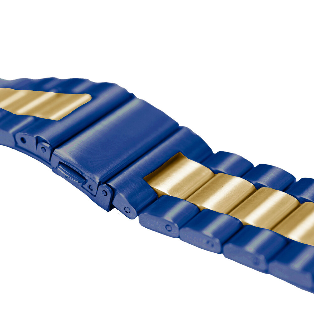 Strap-it® Strap-it Apple Watch stalen band (blauw/goud)