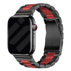 Strap-it® Strap-it Apple Watch stalen band (zwart/rood)