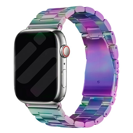 Strap-it Apple Watch stalen band (regenboog)