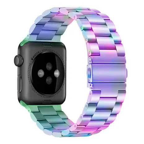 Strap-it® Strap-it Apple Watch stalen band (regenboog)