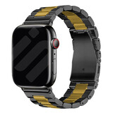 Strap-it® Apple Watch stalen band (zwart/goud)