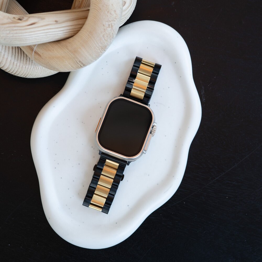 Strap-it® Strap-it Apple Watch stalen band (zwart/goud)