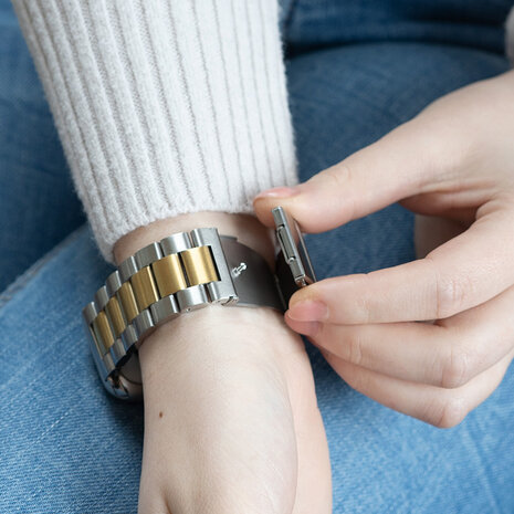 Strap-it® Strap-it Apple Watch stalen band (zilver/goud)