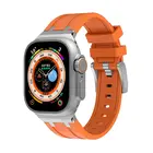 Strap-it® Strap-it Apple Watch luxe liquid silicone band (oranje met zilver)